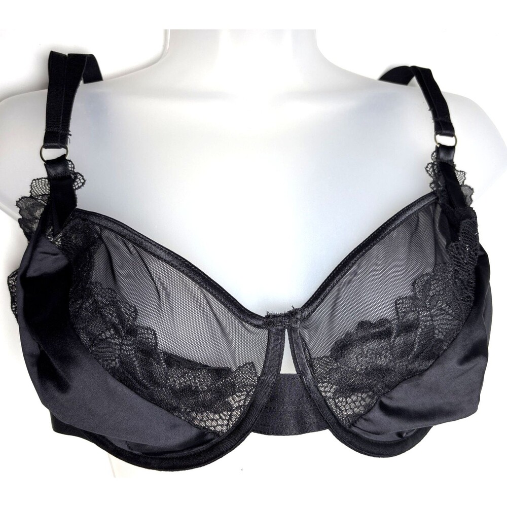 Torrid Curves size 1 Underwire Bra Lace Embroidered Sheer Floral black Sexy Lace